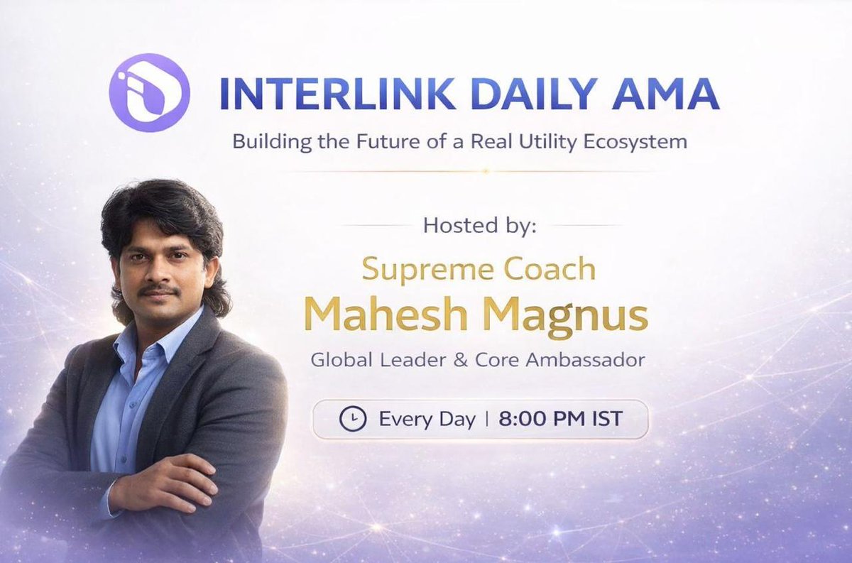 HEdapala's tweet photo. *🔥 X (Twitter) Space – AMA | InterLink Network 🔥*

🎯 Topic:
InterLink is now officially ranked in the Top 51 Human-AI Models worldwide and *Interlink Global Expansion*

🗓 TODAY
🕗 8:00 PM (IST)
📍 Live on X Space

🎙Host
*🌍 Mr.Mahesh Magnus – Global Leader (India 🇮🇳) & Core Ambassador*

🎧 Co-Host
*🤝 Mrs.Sreelakshmi– Global Leader, India 

CO-Host
Mrs.Maheswari
Community Builder

👨‍💼 Mr.Mahesh Magnus – Personal Core Team

🔗 Join Live Link:
https://t.co/86yE9abGNi

Get direct insights, real updates, and strategic direction on InterLink’s global growth journey.

📢 Share with your network & set a reminder ⏰
🚀 Don’t miss it. Be there.