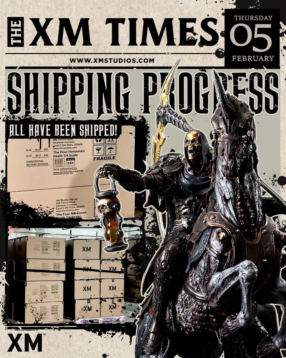 XM Studios showed that the XM Four Horsemen - Death 1/4 Statue is now shipping. We expect him in our warehouse end of march. Thank you for your patience.

● You can order him here:
gheroes-europe.shop/XM-Studios-Sta…

#XMStudios #GHeroes #NeoApocalypse #FourHorsemen #Death