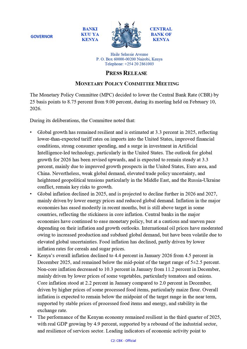 Central Bank of Kenya tweet media