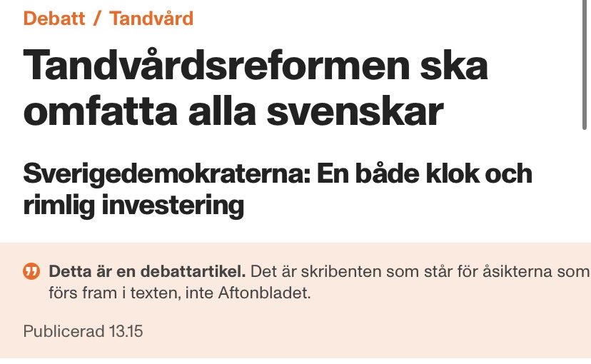 Sverigedemokraterna lovar nu samma sak som de gjorde inför valet 2022.

Under mandatperioden har de istället gjort tandvården dyrare för unga för att kunna sänka skatterna för de rikaste.

Vem tror på dem den här gången?