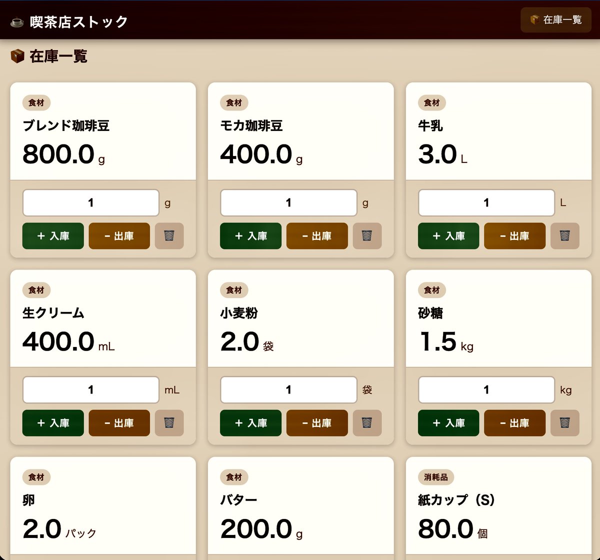 #すなばこ2026新年 Day27
続・在庫管理アプリ作成_2

紙の代替から始めて
紙ではできなかったことへ

Phase
１：一覧 + 入出庫
２：ログイン・権限・履歴
３： 品目管理（マスタ）
４： 通知・買い物タスク
5 ：スマホ対応・UI仕上げ
6 ：棚卸し

今日はPhase１まで到達
こっからっす！
 #SUNABACO