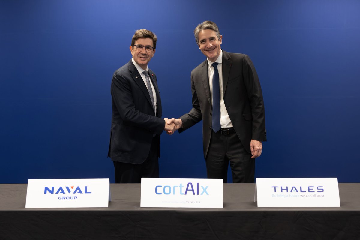 thalesgroup's tweet photo. @NavalGroup joins #cortAIx, uniting French defence leaders to develop trusted, cyber-secure AI for operational superiority. ➡️ Learn more: https://t.co/jZsWh4DMv7 #Thales #NavalGroup #AI #Sovereignty #Innovation #Defence #Cybersecurity #Technology https://t.co/SfNOpACxMo