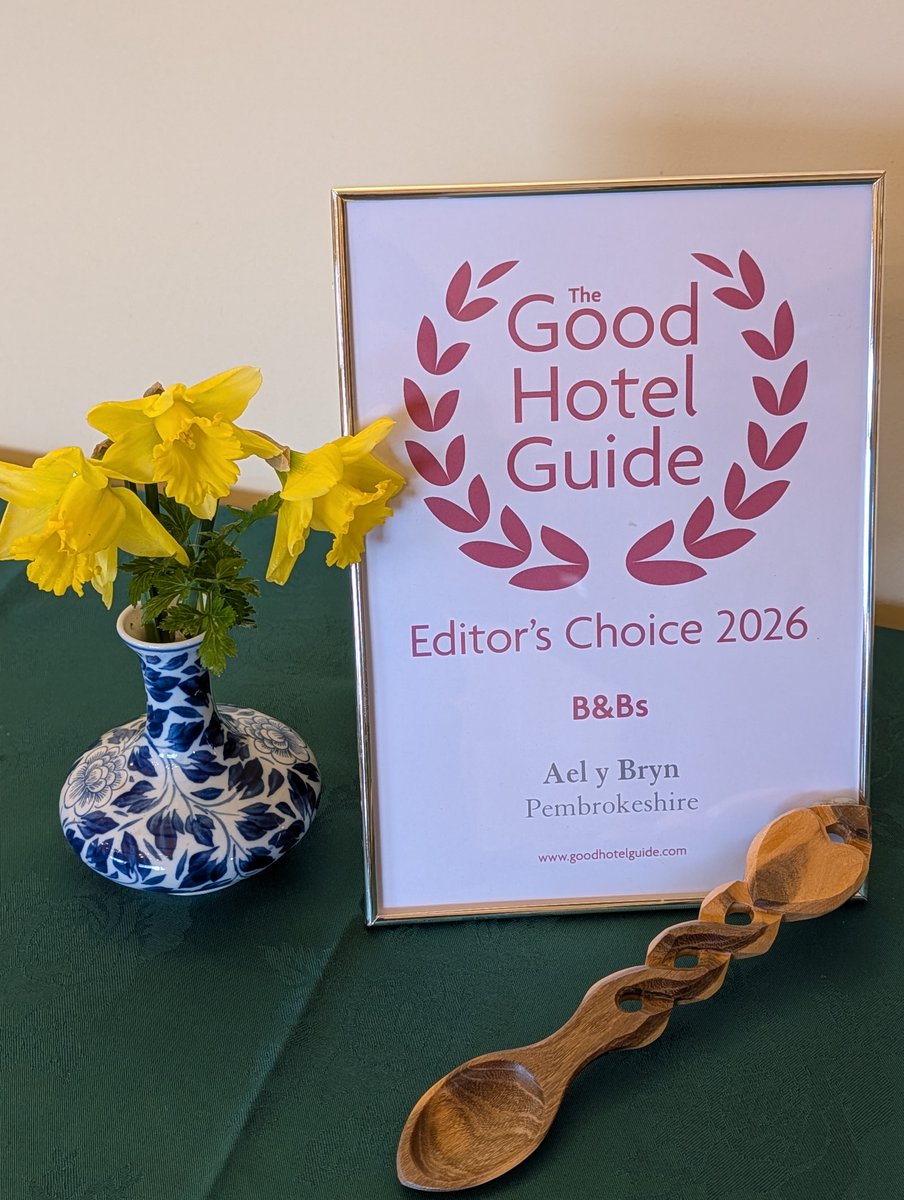 aybpembs's tweet photo. Once again, we are pleased to have the continuing support of the Good Hotel Guide and are really delighted to receive the 'B&amp;Bs' Editor's Choice Award 2026. https://t.co/3ojnvAJLXk
