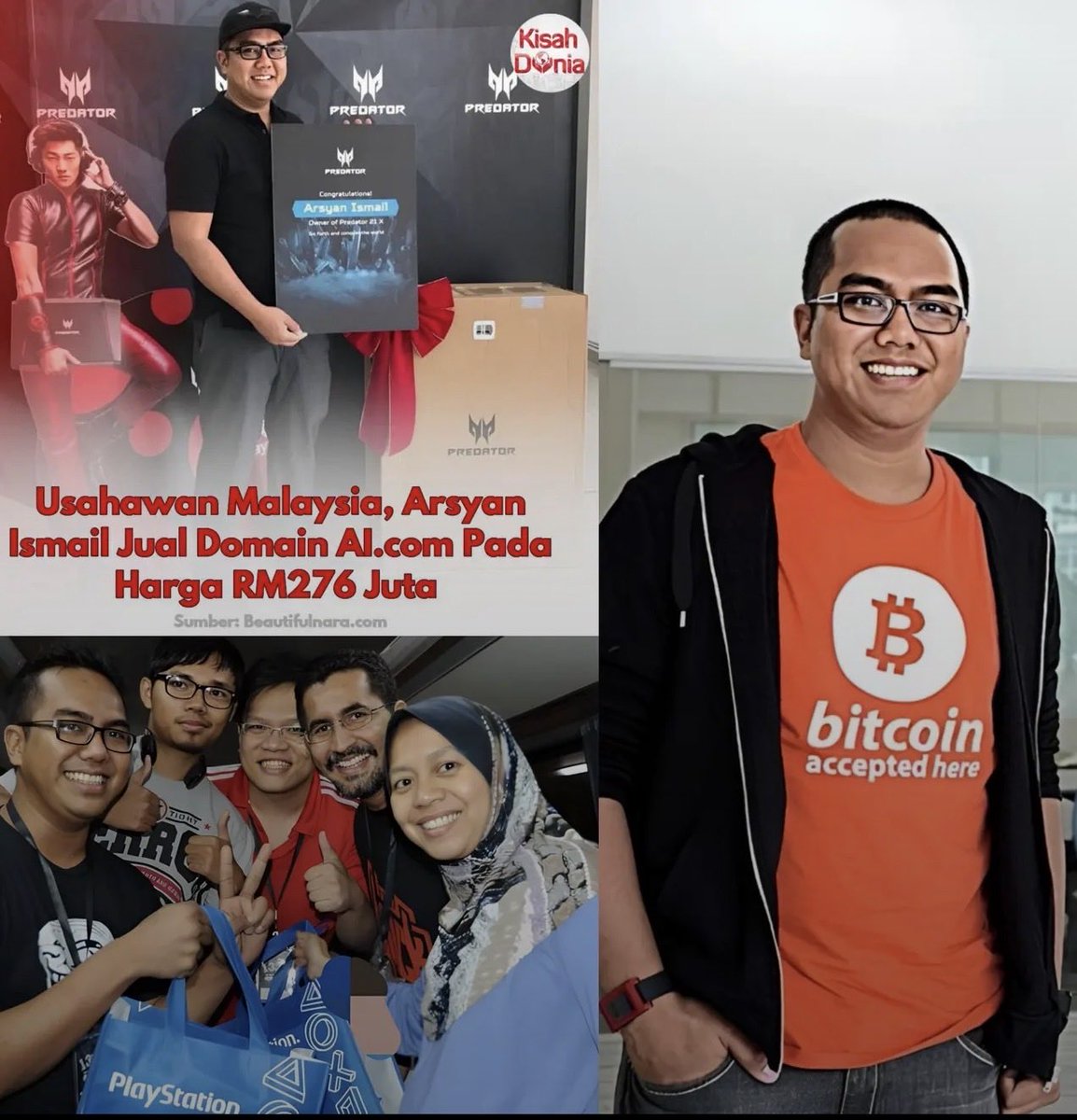 StarPlatinum_'s tweet image. I just found out the guy who sold AI com was tied to an Asian Bitcoin ponzi years ago.

His name is Arsyan Ismail.

- Malaysian tech prodigy
- bought AI com as a kid for $100
- held it for 30+ years
- sold for $70M to Crypto com

But back in 2016–2017, Arsyan was linked to a…