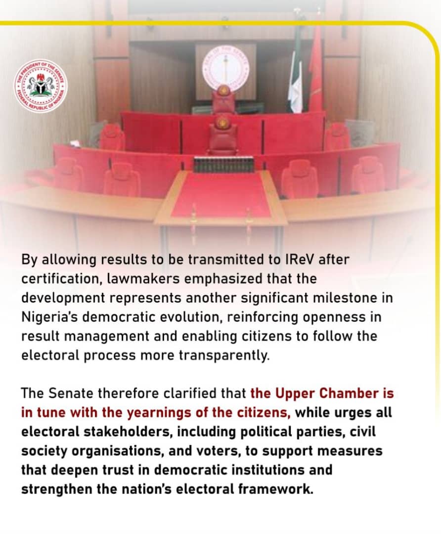NGRSenate's tweet image. BREAKING: SENATE APRROVES E-TRANSMISSION OF ELECTION RESULTS.