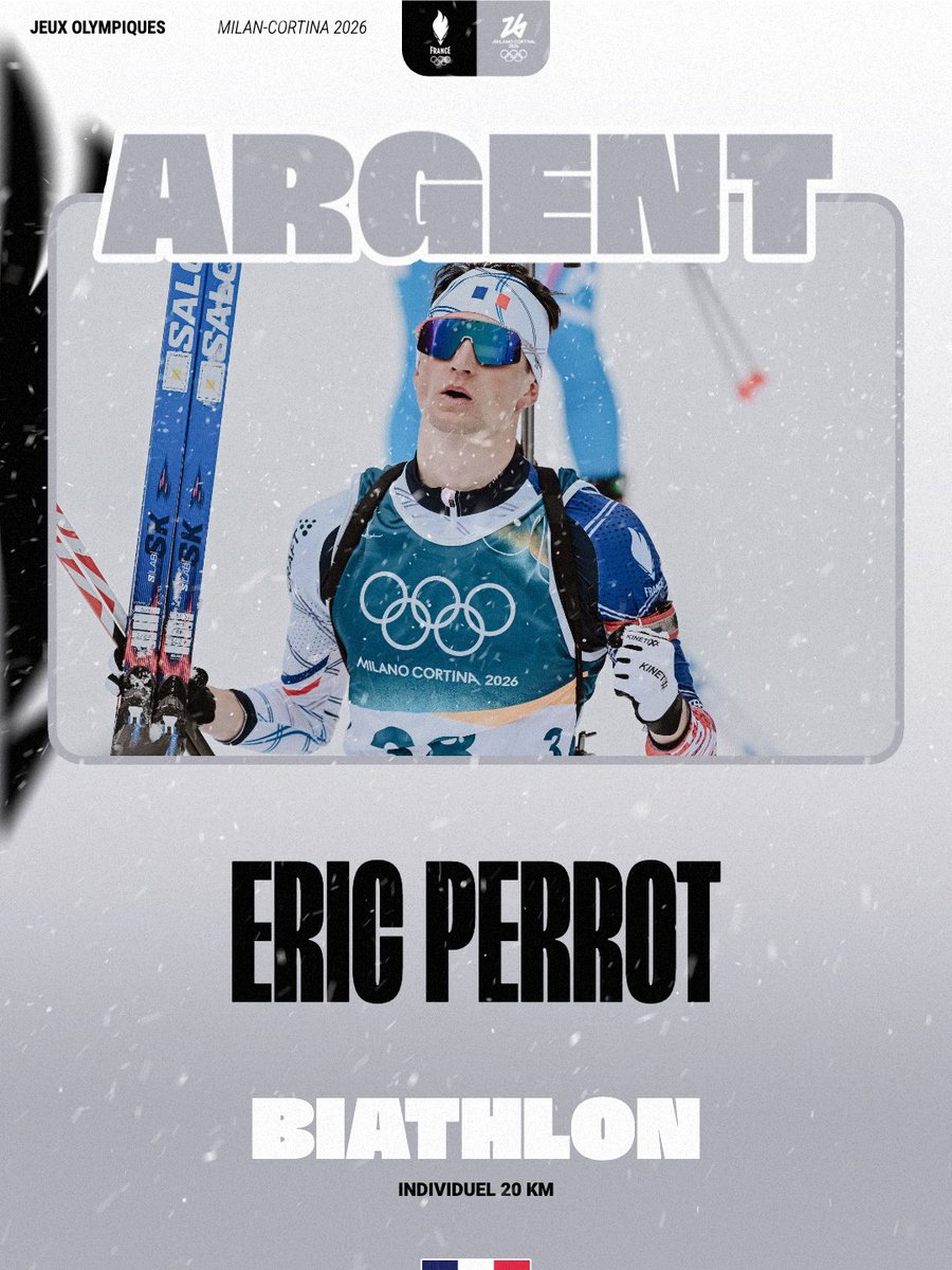 VICE-CHAMPION OLYMPIQUE 🥈

Eric Perrot décroche l’argent sur l’individuel avec un beau 19/20 au tir.

Déjà une deuxième médaille pour notre biathlète pour ses premiers Jeux Olympiques 🤩

#AllezLesBleus #MilanoCortina2026