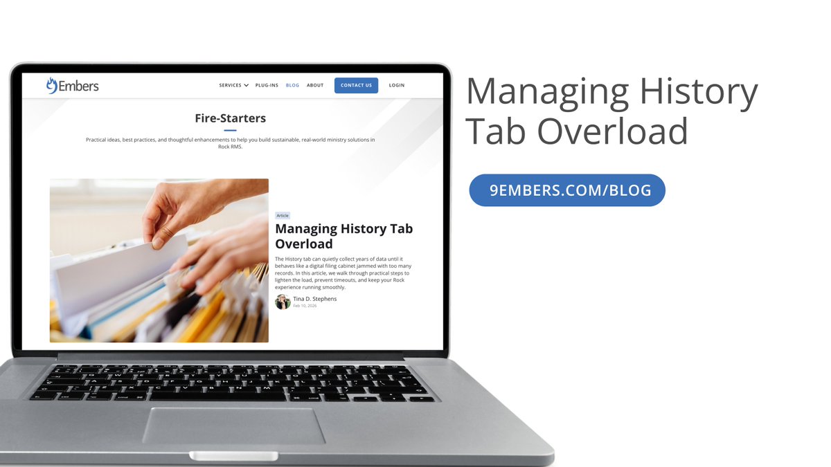 If your Rock History tab feels slow or times out, it might be carrying more than it needs.

History data adds up fast.
This post walks through how to lighten the load and keep Rock running smoothly.
9embers.com/blog