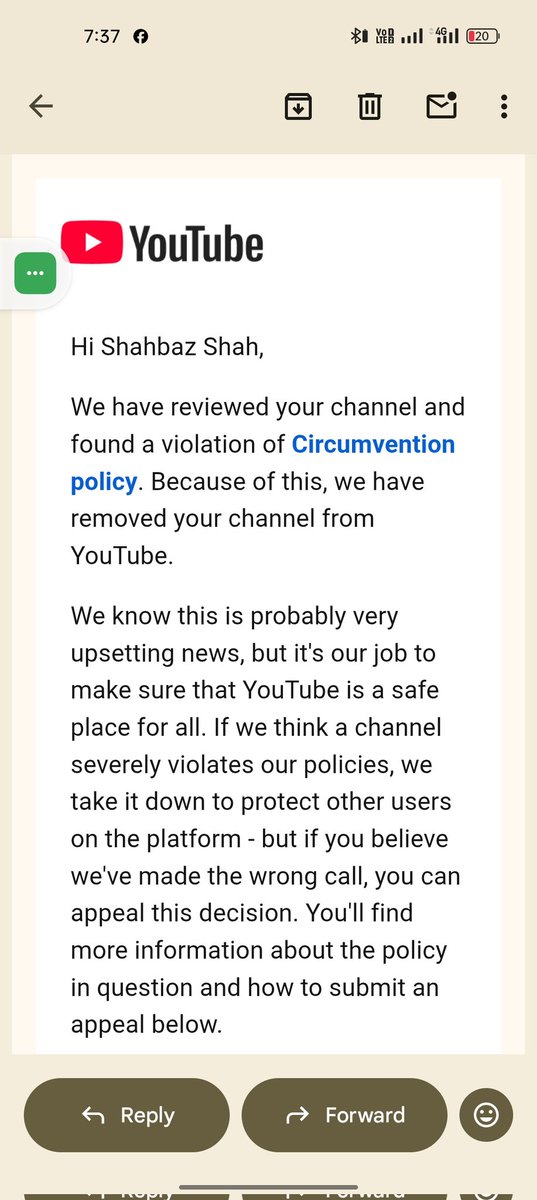 shahbazxtrader's tweet photo. My channel was terminated and I submitted an appeal more than 24h ago I only create original podcast content and never post spam, scama, or misleading videos Kindly update me in the review status This channel is my hart work & dream A @YouTube @YouTubeIndia #youtube #youtubeteam https://t.co/BNRpgbKvPh