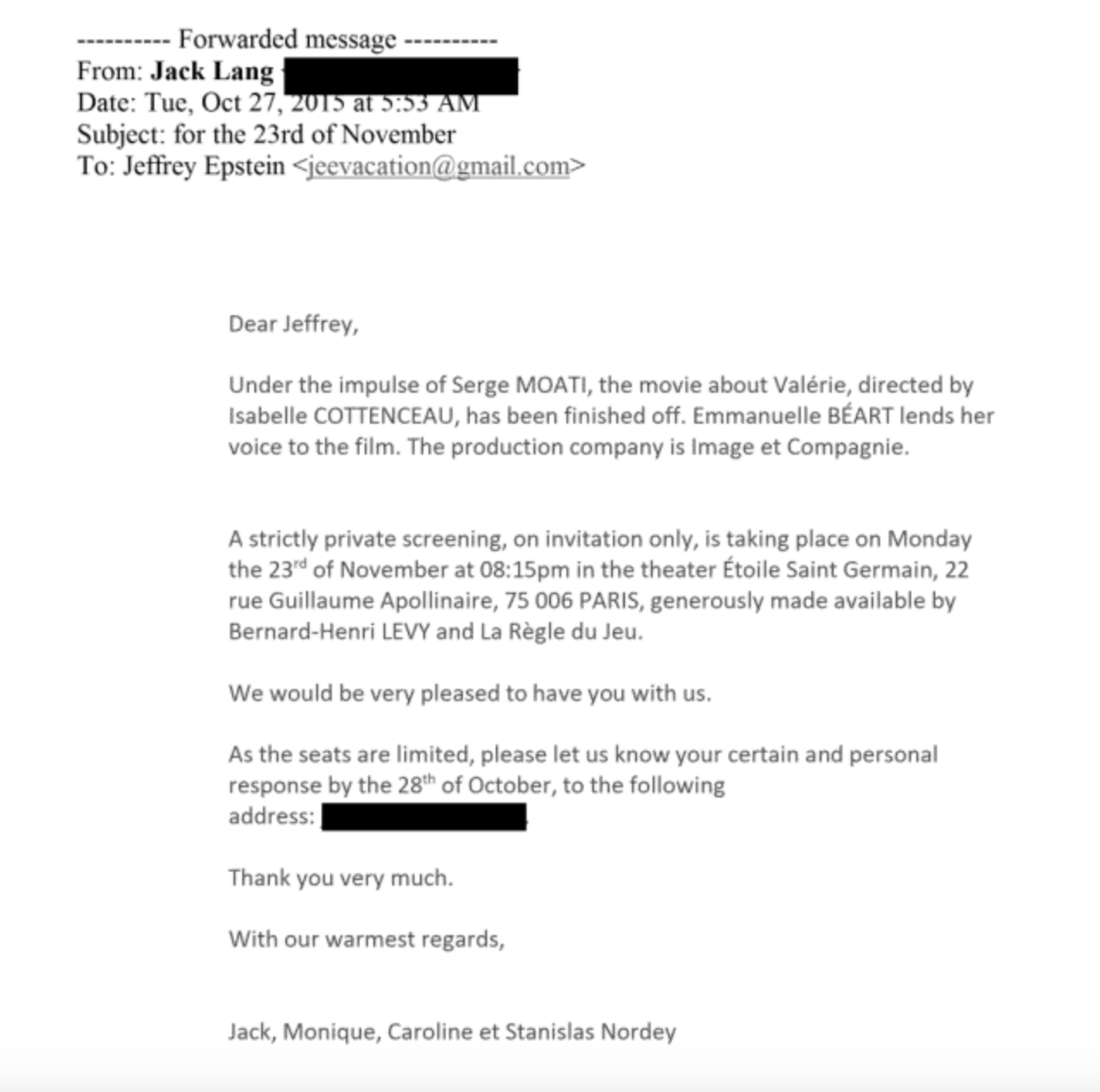 ojim_france's tweet image. 🚨Bernard-Henri Lévy, président du conseil de surveillance d'Arte, est PLUSIEURS fois cité dans les Epstein Files : il l'aurait rencontré à Dakar en 2011 et a "généreusement" prêté un théâtre à Jack Lang en 2015 pour une projection privée avec Epstein ; SILENCE TOTAL des médias.