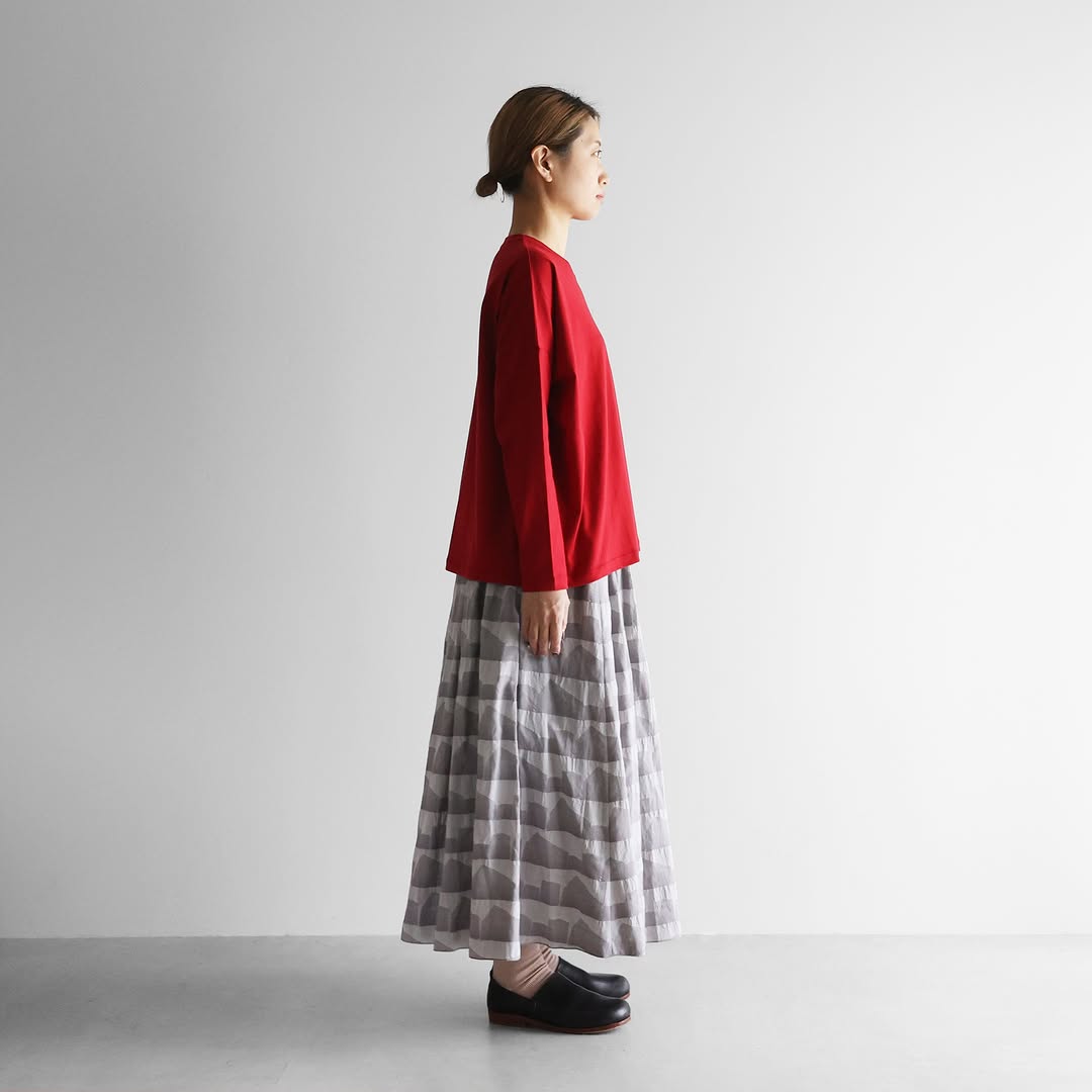 □［HUIS in house］SUVIN COTTON長袖スクエアワイドカットソー CS208