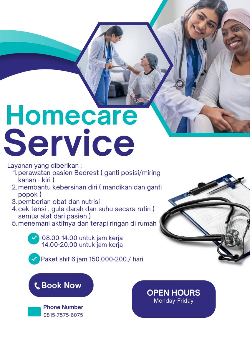 Open jasa Homecare Lansia ( caregiver ) . Sudah pengalaman 3 tahun dengan pasien bedrest . ( area Jakarta ya ) 

Yang butuh bantuan perawat untuk di rumah , boleh tanya-tanya dulu ya 😊, siapa tahu ada kerabat yang membutuhkan . Terimakasih 🙏🏼
#Homecare #perawatlansia #caregiver