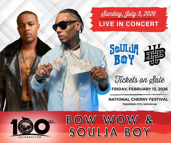 W00T?! IMMA SEE <a href="/smoss/">Bow Wow</a> AND <a href="/souljaboy/">Soulja Boy (Draco)</a> AT Cherry Fest's 100th?! LETS GO! #hypetrain