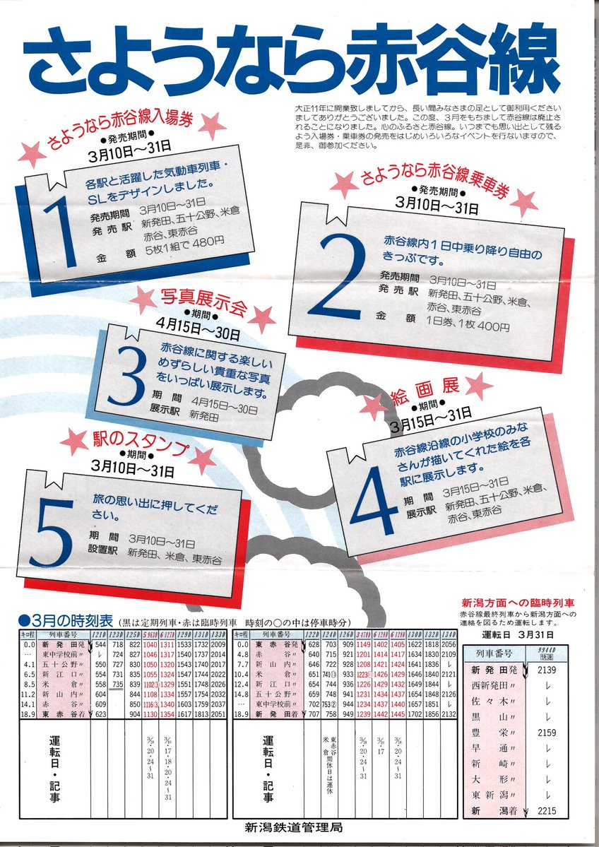 国鉄 新潟鉄道管理局が昭和59年3月10日から発売した「さよなら赤谷線