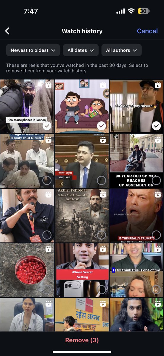 mohdhassankhan_'s tweet photo. @instagram Many users are facing issues with Watch History.
There is no bulk delete / select all option — items must be removed one by one.
Please improve user control.

#instagram #UserExperience #privacy #featureupdate #uxdesign https://t.co/c9p06juA9w
