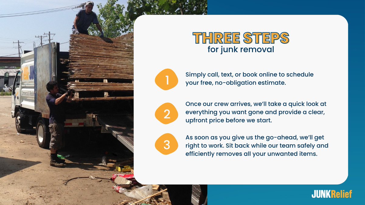 JunkRelief's tweet image. Your task? Relaxing! We’ll handle the heavy lifting, the clean-up, and even recycling or donation whenever possible. You just enjoy your clutter-free space!

#junkremoval #chicagohauling #chicagocleanout