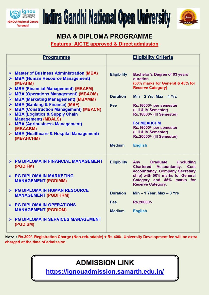 BasicshikshakC's tweet image. MBA &amp;amp; DIPLOMA PROGRAM 
IGNOU ADMISSION 2026
#IGNOU