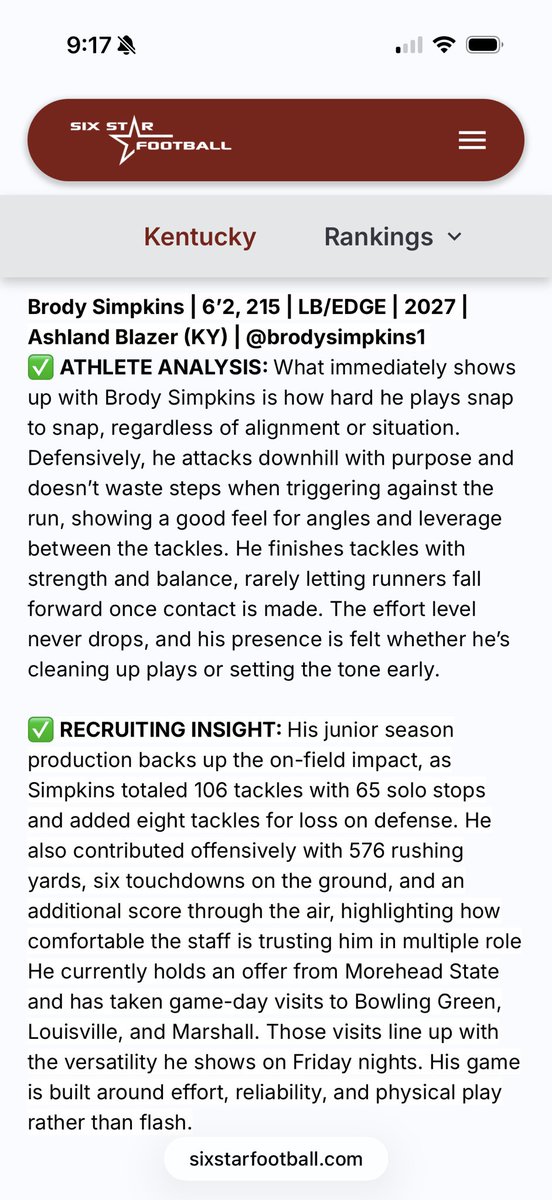 Brody Simpkins 27’ LB/EDGE tweet media