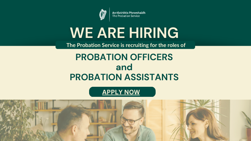 probation_irl's tweet photo. 📢  We are hiring! The Probation Service is holding nationwide competitions for Probation Officers &amp; Probation Assistants.  

Probation Officer:    🔗https://t.co/EHWG58uCQc

Probation Assistant: 🔗https://t.co/1qZ7cxdYYK

📅 The closing date is 5pm, Tuesday, February 24 2026. https://t.co/8QmE4Z8eN0