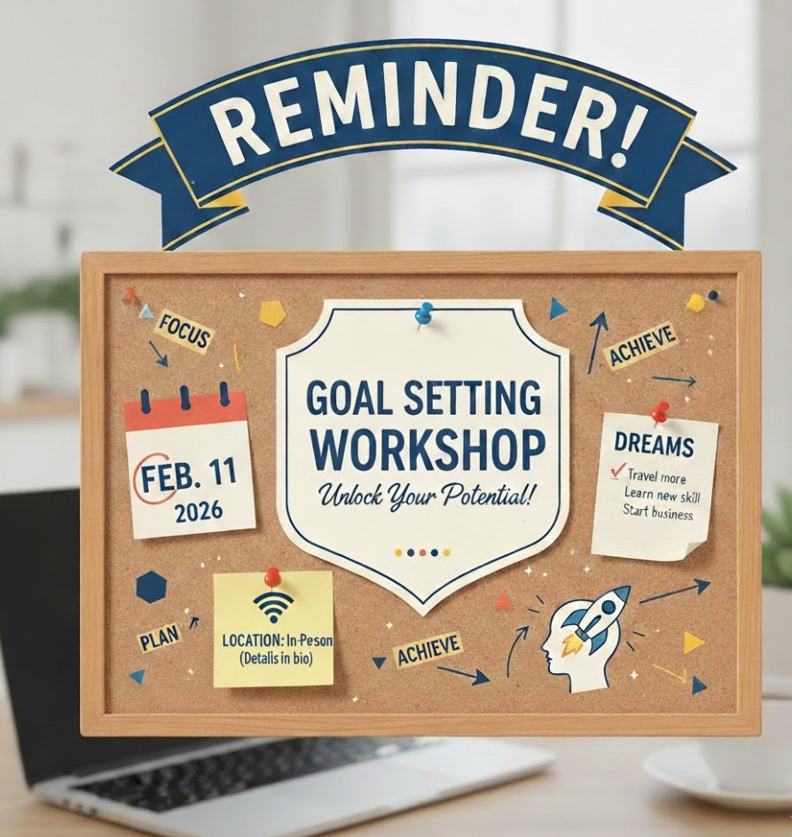 ssilc20's tweet image. ⏰ Reminder!

The second session of the SSILC Goal Setting Class is happening tomorrow at 1:30 PM at the SSILC office.

We’re looking forward to continuing the conversation, building on what we started, and helping you move closer to your goals.

See you there! 💙
#SSILC
