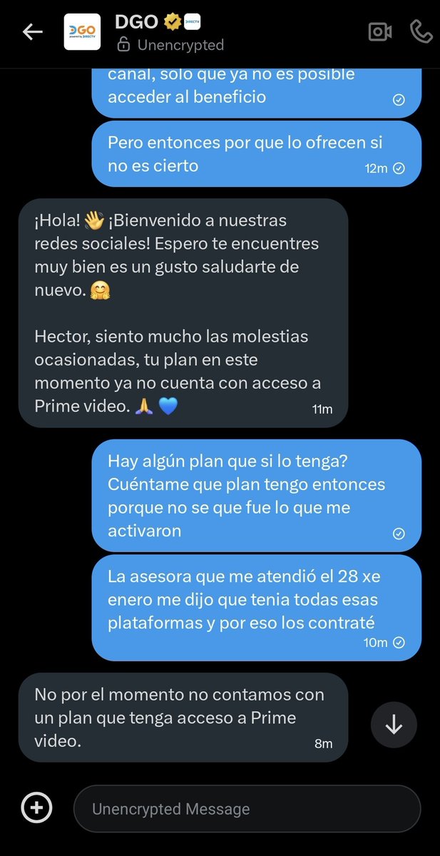 HBui95's tweet photo. @DIRECTVServicio @sicsuper Directv ofrece en su página web unos planes que no existen en realidad, solo después de contratar te dicen que algunos de los beneficios ya no estan disponibles y no dan ninguna solución https://t.co/yJZL8vt6tZ
