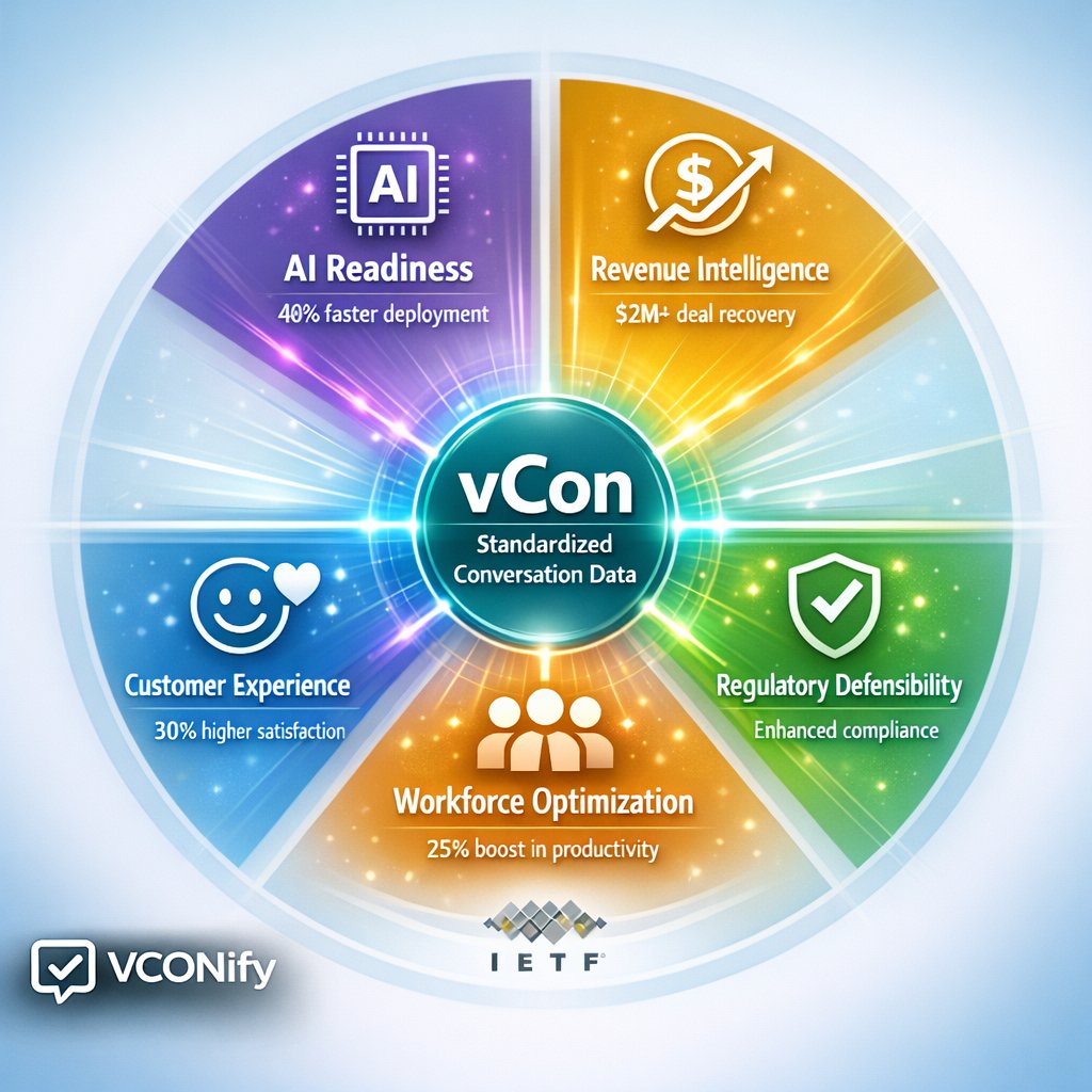 VCONify's tweet photo. Enterprise conversations are high‑stakes assets — not exhaust.

In 2026, leaders are:
⦿ Making conversations AI‑ready
⦿ Extracting real revenue intelligence from what’s said
⦿ Turning compliance into retrieval, not reconstruction

This is the layer @VCONify focuses on. https://t.co/N2gUbq5DaX