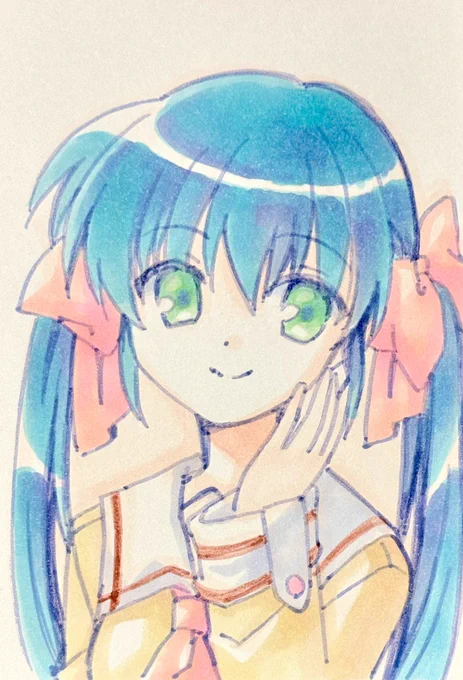 1280日目のアナログイラストはONE〜輝く季節へ〜の七瀬留美です。 ONE.の七瀬もONEの七瀬も可愛いんだよねえ!