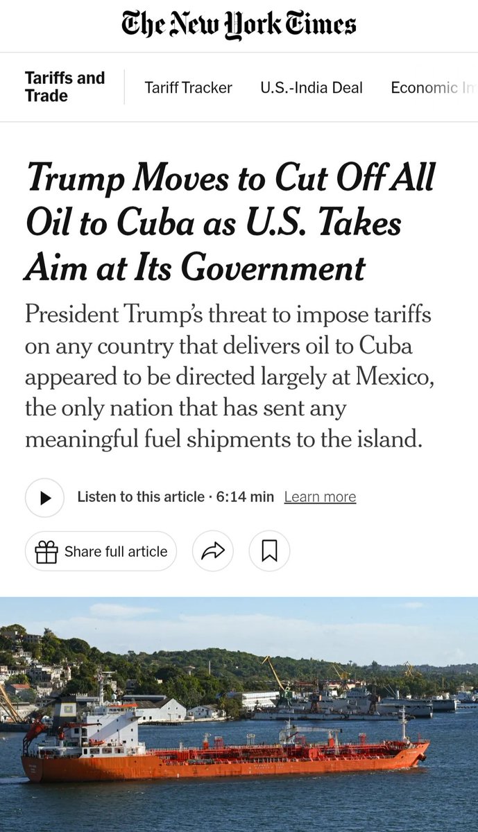 This ridiculous corporate media propaganda below doesn’t mention WHY Cuba is suffering from blackouts and shortages:

It's because the US regime has imposed an illegal, barbaric, medieval blockade on Cuba, to starve it of fuel, food, and medicine.

The US is also threatening