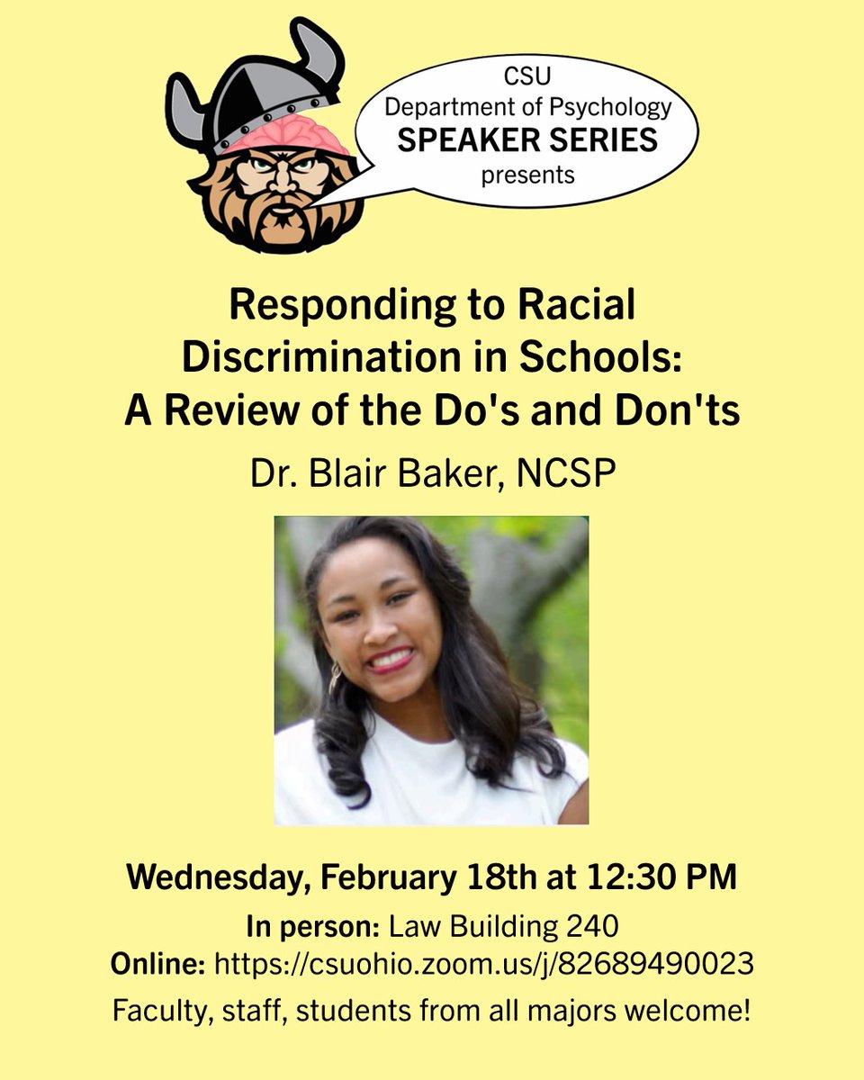 Join us Wednesday, Feb. 18 at 12:30 for lunch and a talk from Dr. Blair Baker, REEL Lab Director and School Psychology Faculty Member. Join us to learn about “Responding to Racial Discrimination in Schools: A Review of the Do's and Don'ts." Hope to see you there!