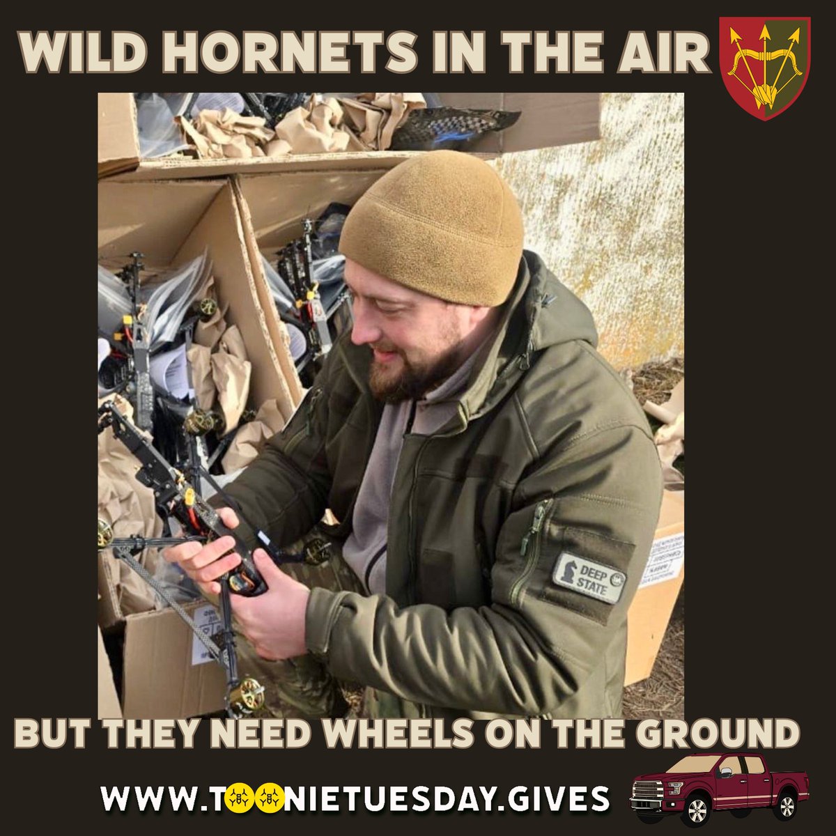 <a href="/wilendhornets/">Wild Hornets</a> <a href="/CanadianKobzar/">Кобзар 🇨🇦🇺🇦</a> <a href="/20gimsack/">Segi Fella</a> <a href="/HaraldThorvald1/">Harald Thorvaldson 🇨🇵 🇺🇦 🇪🇺</a> <a href="/Cydsinc/">Cydsinc 💙💛🇨🇦🇺🇸🌊</a> <a href="/barbiefella1/">@BarbieFella/барбіФелла 🇺🇦</a> <a href="/ArmedMaidan/">🇺🇦Ukraine Resists Russian Genocide... Yeah Again</a> <a href="/Wendehopes/">Wende🎗️🐝 🏴‍☠️</a> <a href="/KanariFella/">Kanari Fella - North Atlantic Flying Object</a> <a href="/Kerri970/">Koa'dre 🇦🇺🇺🇦🇺🇸</a> <a href="/lacerantplainer/">lacerantplainer 🇺🇦 🌊</a> 🛞Fast Wheels, Safe Skies🌤️

$5,288✅ $13,000🎯

Wild Hornets in the Air, But They Need Wheels on the Ground - FPVs strike, but only if the team can reach the launch point.