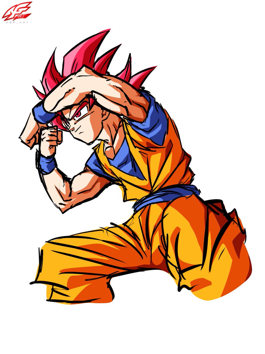 Doodle today 
Super Saiyan God Goku 

I almost never draw this form