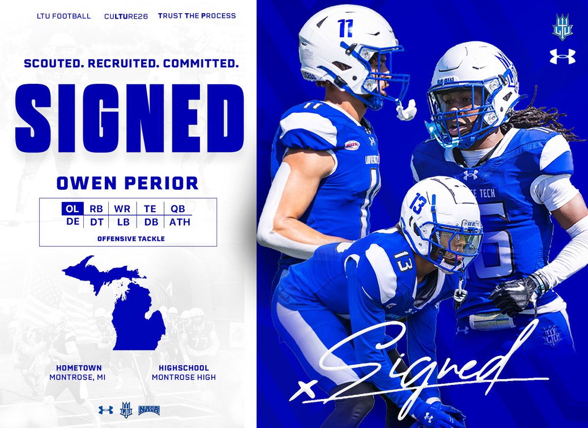LTU_FB's tweet photo. SIGNED 📝

Congratulations to Owen Perior, offensive tackle from Montrose! Welcome to the Blue Devil Family! 🔵 ⚪ 🔱

#LTUFootball #TrustTheProcess https://t.co/QBtayxb7gq