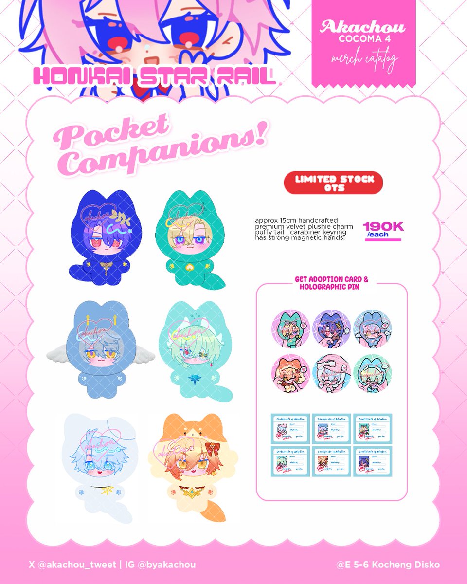akachou_tweet's tweet image. 5/?
HSR corner for #COCOMA4 !!
Completed all of Chrysos Heirs yayy 🙌
I finally added Skott to the set too (I'd wanted to add him for so long xD). Actually wanted to add Lygus too, but I guess for next time!

I'll only bring very little amount of towels &amp;amp; plushcharms to cocoma!