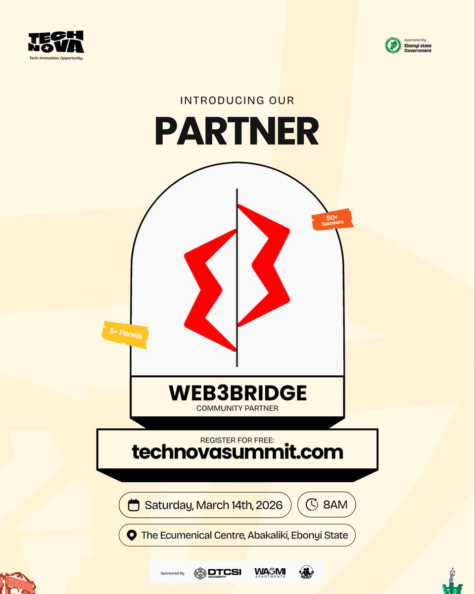 TechNovasummit's tweet image. Most events end when the lights go off 🥀
Technova doesn’t ⚡️

After the summit, selected participants will join a post-event bootcamp training with @Web3Bridge, learn programming languages, build projects, and get mentorship from industry pros

Go beyond listening. Start doing.…