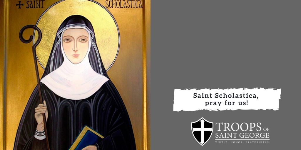 As we celebrate anew the Memorial of the Virgin Saint Scholastica, we pray, O Lord, that, following her example, we may serve you with pure love and happily receive what comes from loving you. Through our Lord Jesus Christ, your Son, who lives and reigns with you in the unity of