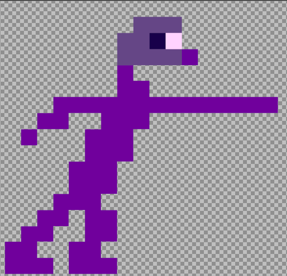 this one sprite from the Into the Pit game has a few miscolored pixels from the rest of the body.