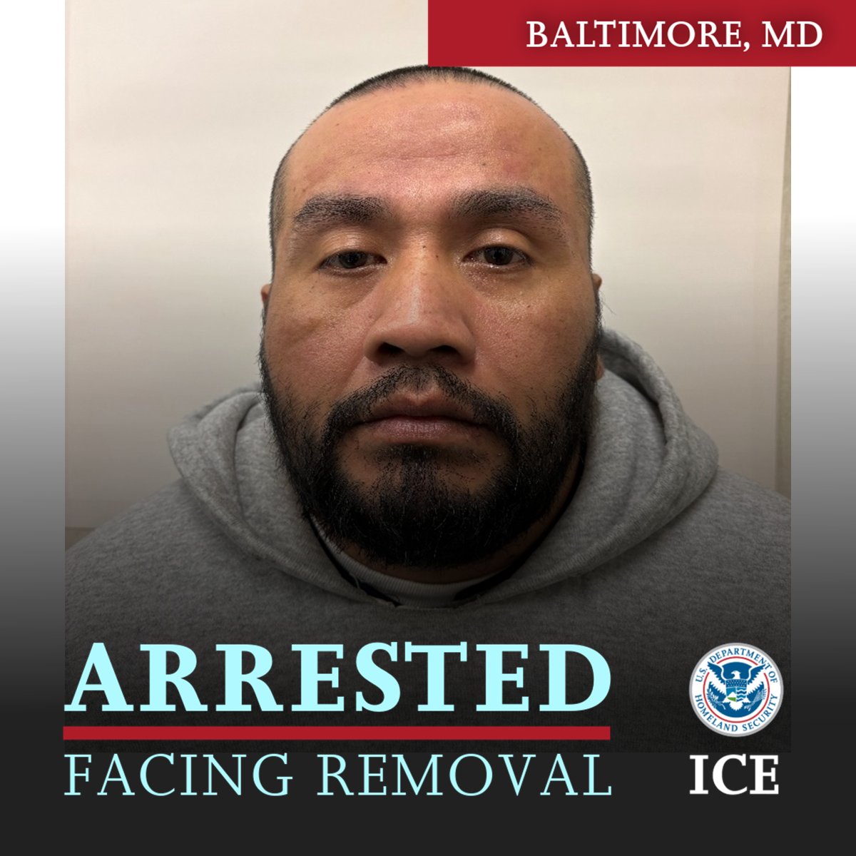 On Feb. 9, ICE @EROBaltimore arrested Daniel Pineda-Velasquez, a criminal illegal alien from Guatemala convicted of multiple sex crimes against a minor in Prince George’s County, including rape and assault. An immigration judge ordered him removed Feb. 20, 2024. 