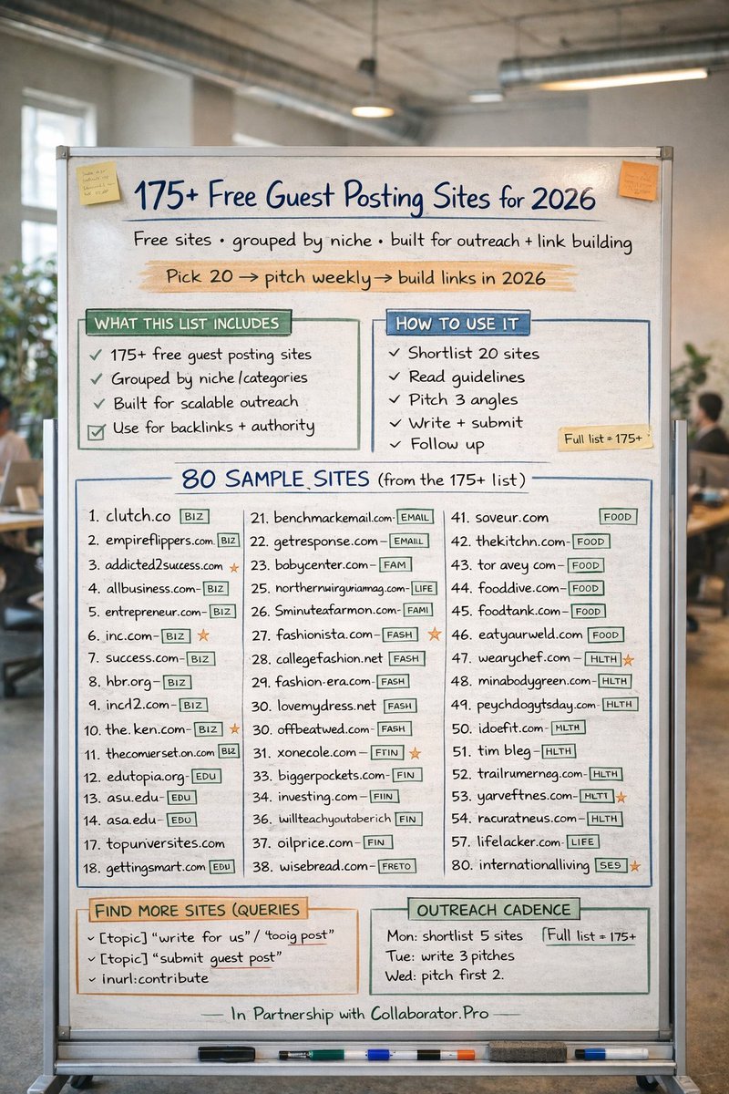175+ free guest posting sites for 2026.

Most link building advice in 2026 is missing one thing.

Distribution.

You can write the best content on your site.

And still lose to someone who knows where to publish.

So I pulled a list of 175+ free guest posting sites for 2026: