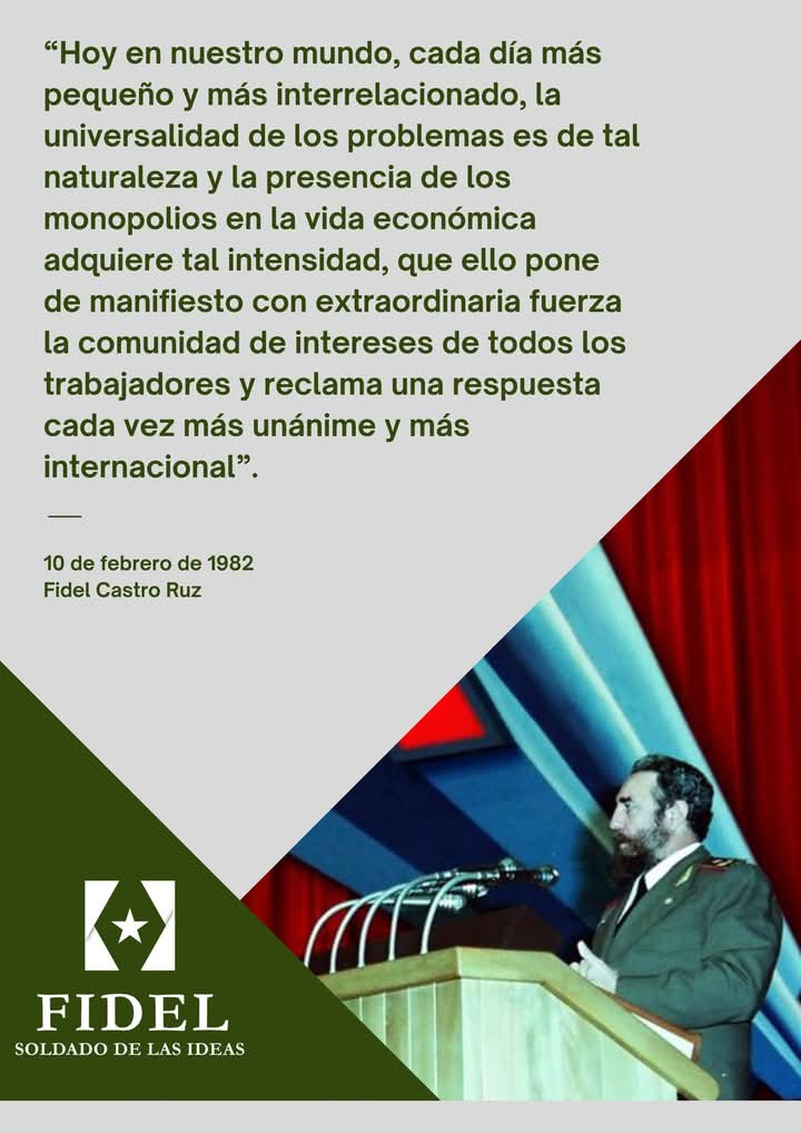 10 de febrero de 1982 #FidelCastro pronuncia discurso en la Sesión de Apertura del X Congreso Sindical Mundial
#100AñosConFidel #Cuba  #FidelCastro  #RevoluciónCubana