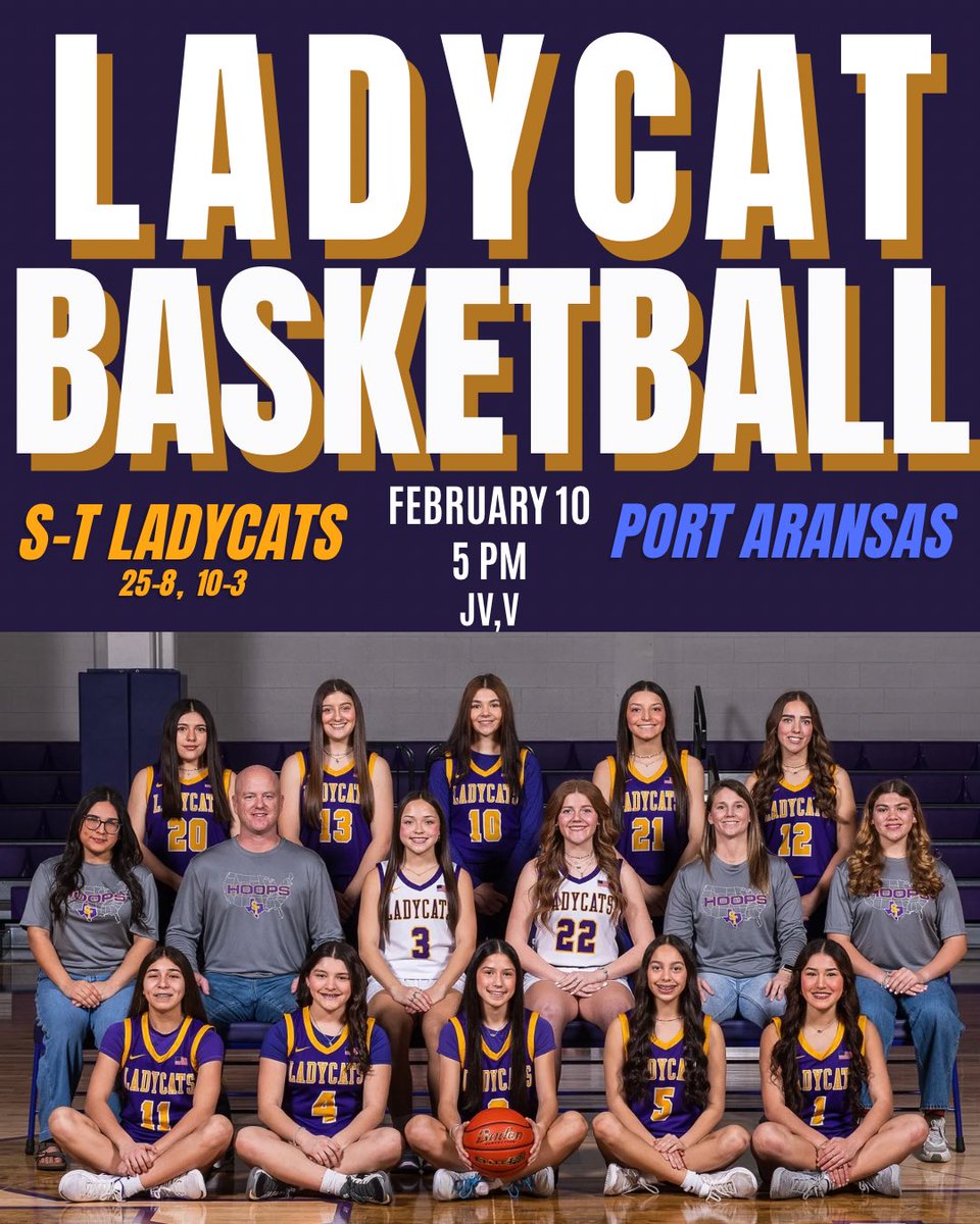 GAMEDAY! 

Lady Cats travel to Port Aransas for the last district game of the season! Final tune up before playoff season begins! 

Format: 
5:00 - JV girls 
6:15 - Varsity girls 
7:30 - Varsity boys 

GOOD