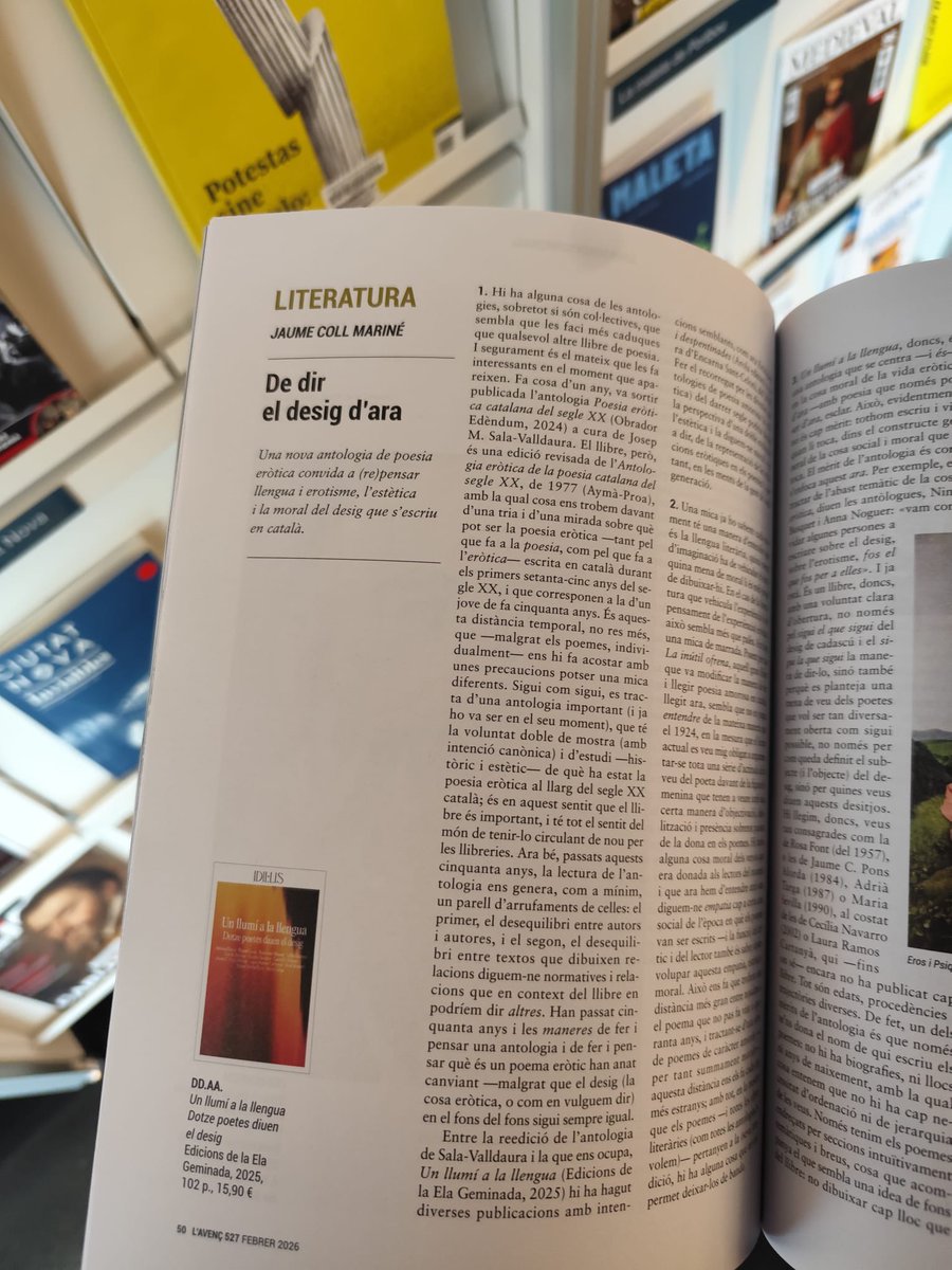 Jaume Coll ha llegit “Un llumí a la llengua” (col·lecció <a href="/idilliserotica/">Idil·lis</a>) i en parla a la revista <a href="/L_Avenc/">L’Avenç</a>