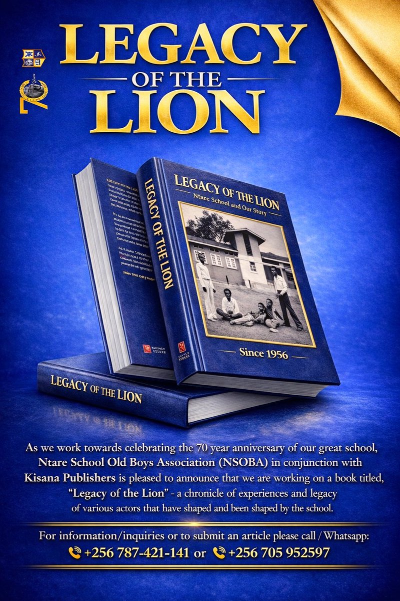 Ntare_School's tweet image. 🦁✨CELEBRATING 70 YEARS✨🦁

Introducing the “LEGACY OF THE LION” the book that shall commemorate the 70years of The Lions roar since 1956. To submit an article or relevant photos, contact numbers listed on the flier

The Lion Roars