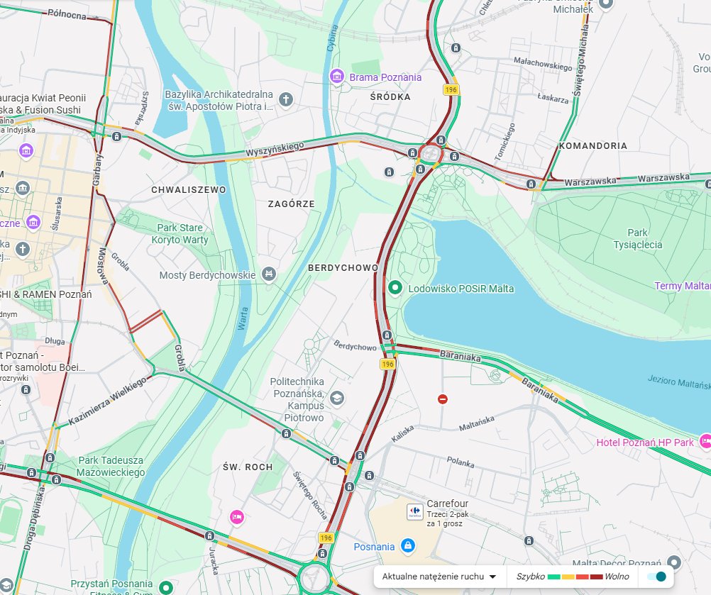 #Poznań Jeśli ktoś chciałby wpaść na sprytny pomysł, żeby sobie zrobić popołudniową porą wycieczkę autem w okolicę Śródki i Rataj, to zasadniczo odradzamy 🤷
