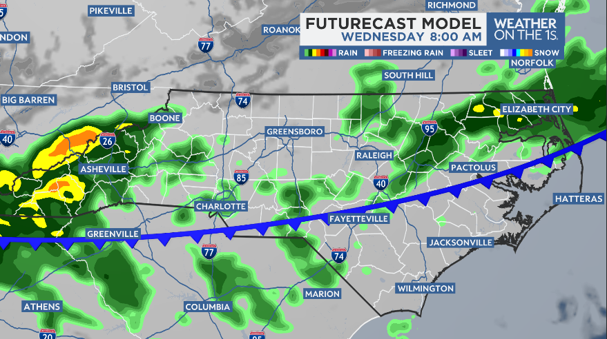 A cold front arrives late tonight and into Wednesday morning that will bring widely scattered showers throughout the state. We'll accept every drop of rain with open arms at this point.
#ncwx #cltwx #rain #coldfront #avlwx #boonewx #gsowx