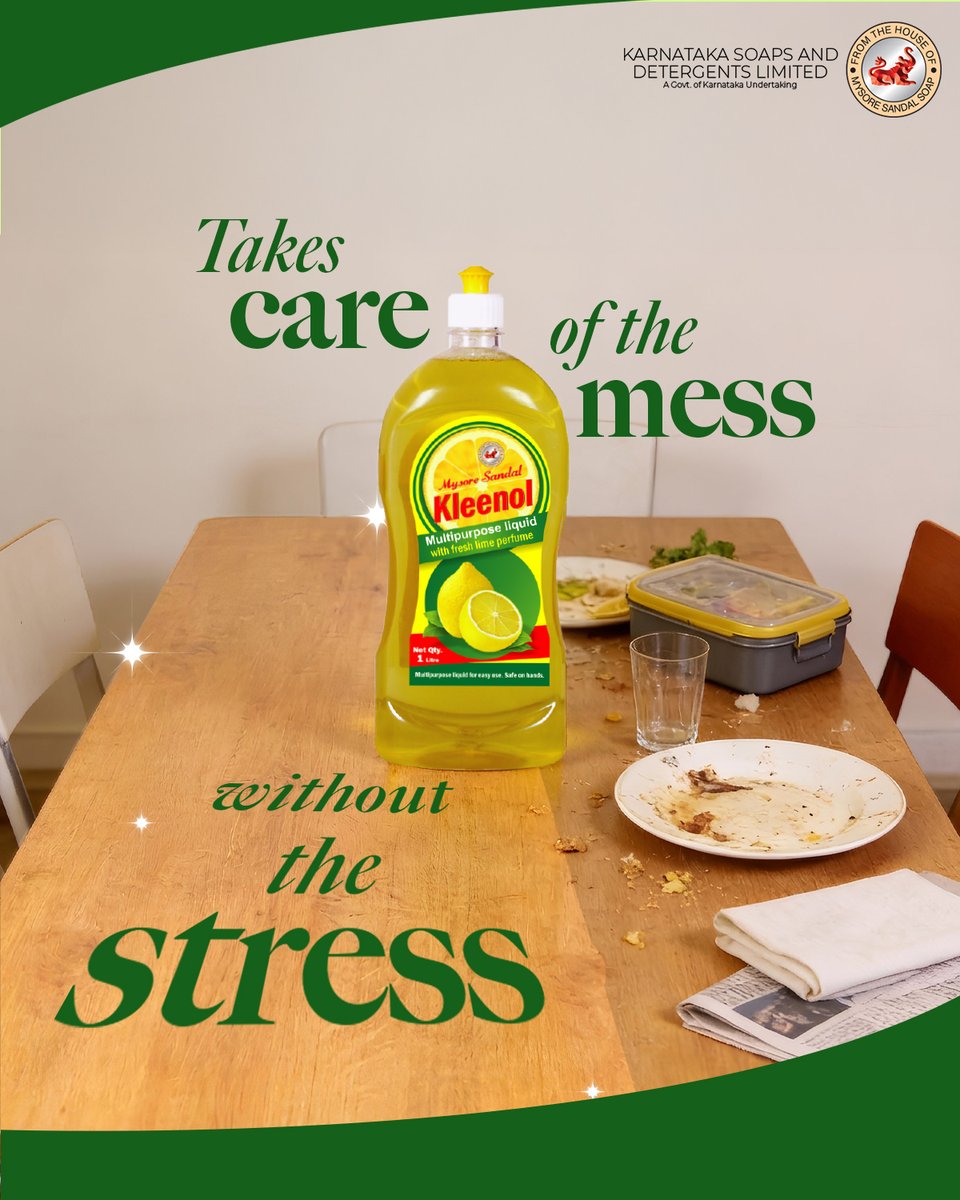 MysoreSandalIn's tweet photo. Mysore Sandal Kleenol Multipurpose Liquid steps in for the everyday moments in between, handling routine cleaning with ease while leaving behind a light, fresh lime fragrance.
#MysoreSandal #KSDL #MultipurposeCleaner #HomeCleaning https://t.co/cF5tI8iqTo