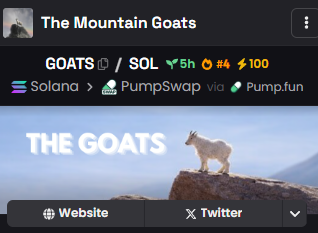 Dex has been updated! 🐐 $GOATS

dexscreener.com/solana/7q5hw17…