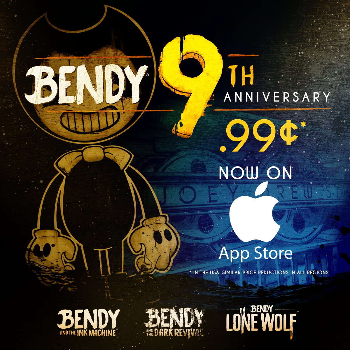 Happy #Bendyversary !! 🖤🎉
SALES ON THE APPLE APP STORE STARTING NOW!
🔗👇
#BENDY #BATIM #BATDR #BLW
