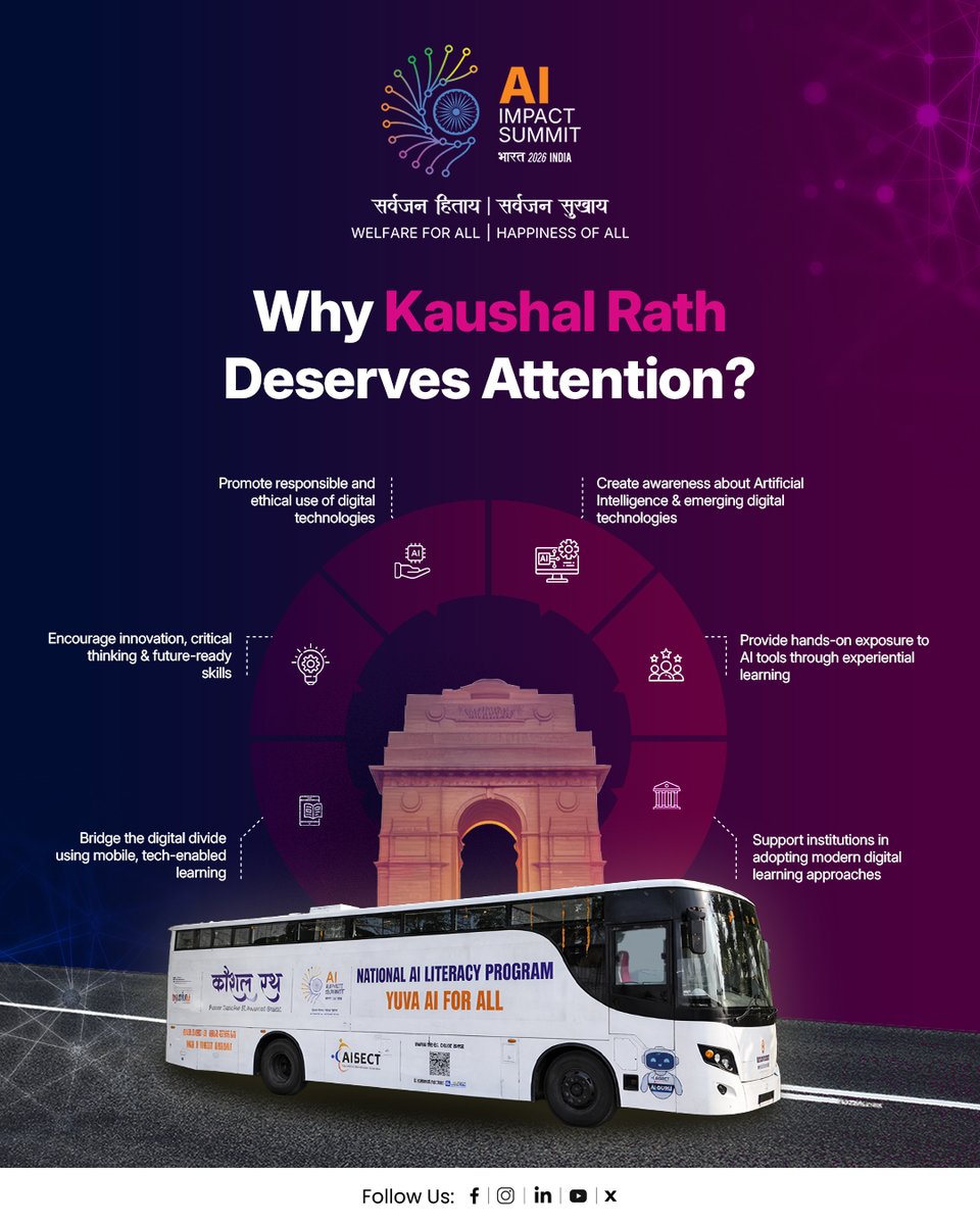 Kaushal Rath aims to build foundational AI literacy and empower citizens to engage confidently with emerging technologies. 

#KaushalRath #Digitalindia #YuvaAIforAll #IndiaAIImpactSummit2026 #RoadtoImpact <a href="/JitinPrasada/">Jitin Prasada जितिन प्रसाद</a> <a href="/_DigitalIndia/">Digital India</a>