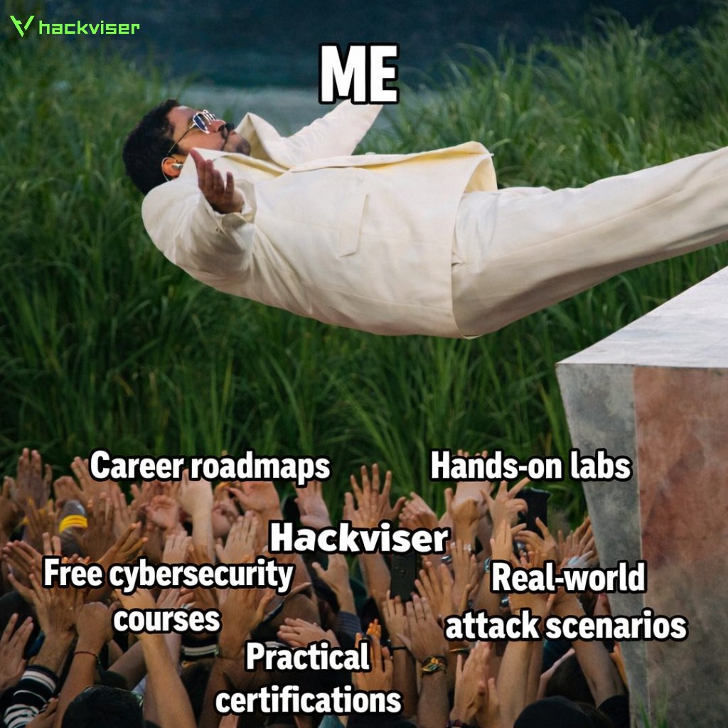 hackviserr's tweet photo. Falling into cybersecurity the right way 😁 https://t.co/gyyM6eKJct