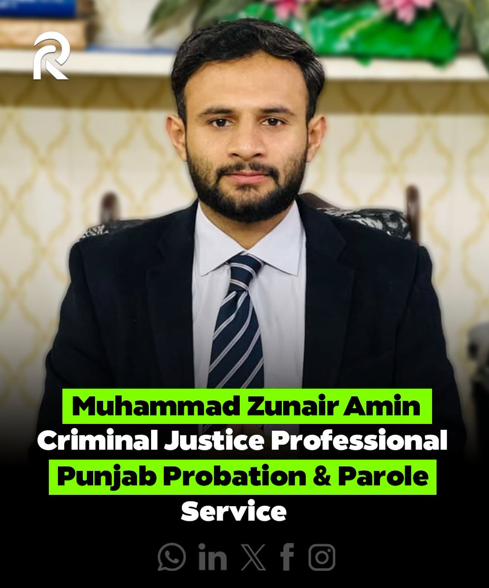 DailyNewsDotCom's tweet photo. Serving justice through accountability, reform, and rehabilitation.

Muhammad Zunair Amin, Parole Officer, Punjab Probation &amp; Parole Service, contributing to a fair, transparent, and humane criminal justice system.

#TheRisingPakistan #MuhammadZunairAmin #CriminalJustice https://t.co/x2CjBVLA2N