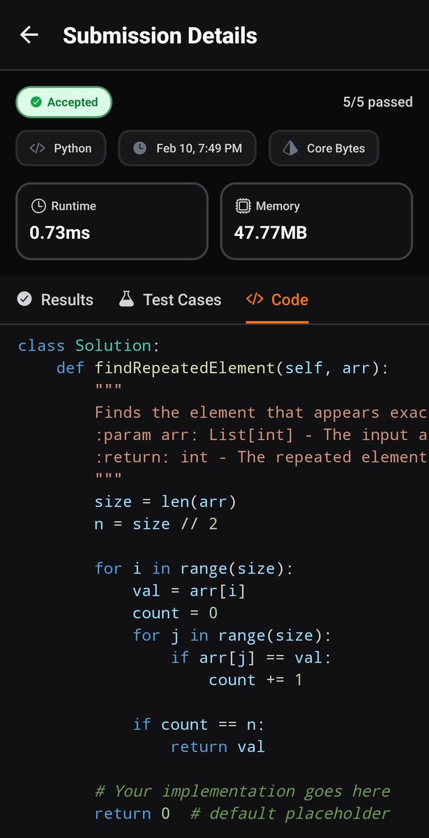 prabhjotsi2008's tweet photo. 🔥 Day 34-35 of #NothingJustCoding

🚀 Chai Aur DSA on #MasterJi :
✅️ Did a medium level problem "Multiply all except current"
✅️ Also did an easy problem "Find the repeated element"

✨️ Was busy in college work, so one problem at a time.
@Hiteshdotcom @ChaiCodeHQ
#Coding https://t.co/lyPlaWddZb